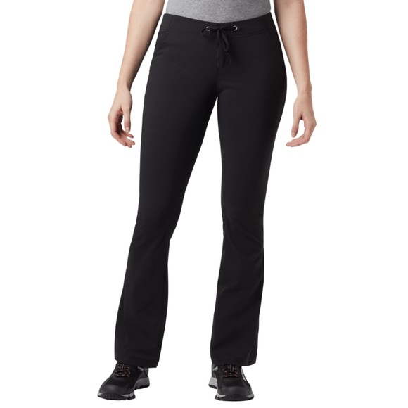 Columbia Womens Anytime Outdoor Boot Cut Pants Sz 12 Black Omni Shield - Picture 1 of 16